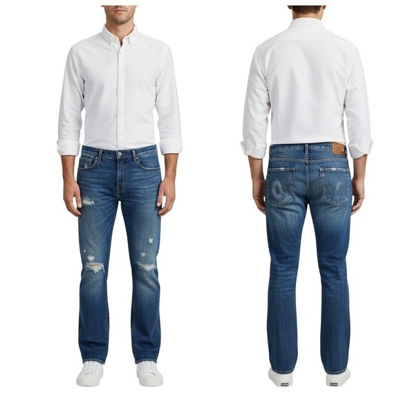 NWT Polo Ralph Lauren Varick Slim Straight Jeans 38/30 Rope Dyed Blue MSRP‎ $148